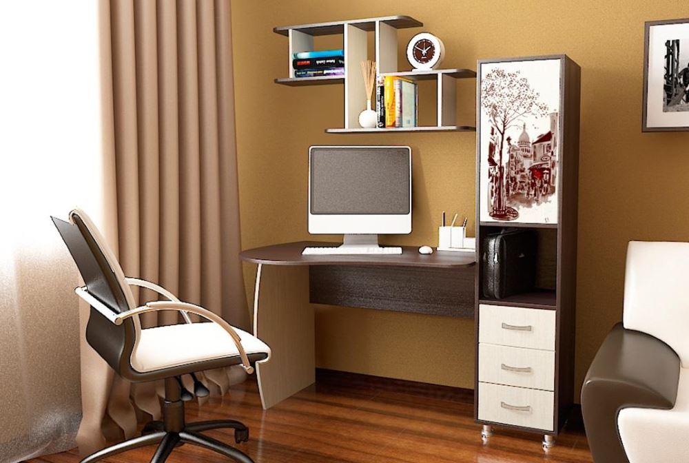 Фото Стол компьютерный Гимназист(М) (с полкой) от производителя ТриЯ в Черноморском по цене 15&nbsp;510 ₽