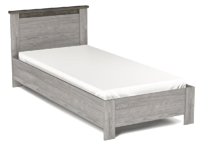 Кровать односпальная Денвер (СМ 90х200) без основания ( 90х200 , ЛДСП , риббек серый-камень темный , без подъемного мех. , без ящиков , без матраса (СБК) )