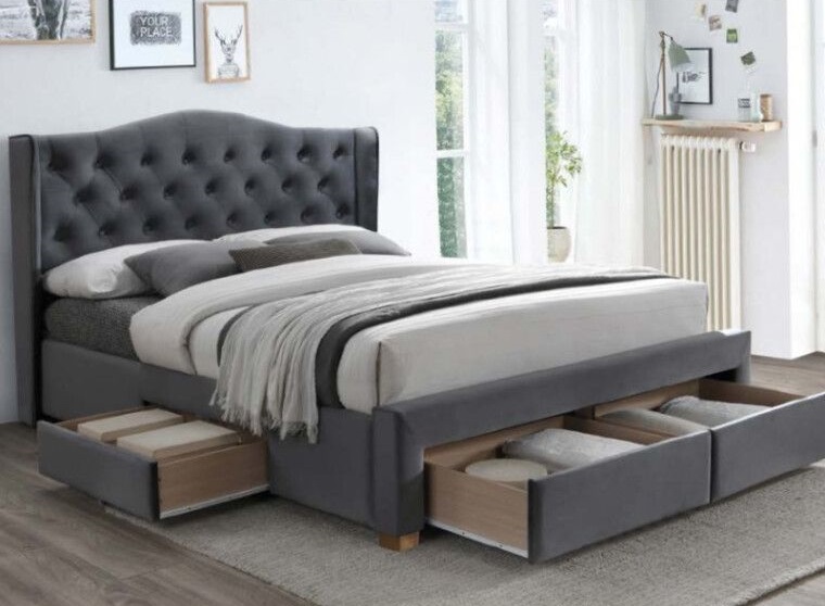 Фото Кровать двуспальная Signal Aspen velvet bluvel II (СМ 160х200) c ортопедическим основанием от производителя Signal в Черноморском по цене 99 730 ₽