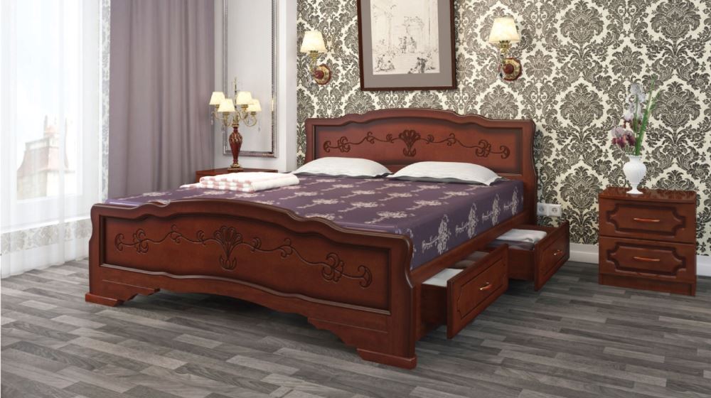 Фото Кровать односпальная Карина-6 (СМ 90х200) с выдвижными ящиками, без основания с универсальными царга от производителя Браво-мебель в Черноморском по цене 26&nbsp;220 ₽