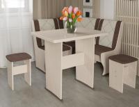 Кухонный уголок-комплект Челси мини (дуб белфорт, кожзам лен коричневый-лен бежевый (ТриЯ) ) в Черноморском от производителя 