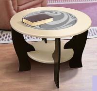 Фото  стол журнальный со вставкой из стекла круглый производитель Марибель