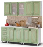 Кухня Люкс Прима (2,0) (серый, фотопечать-патина мятная,(БТС)) в Черноморском от производителя 