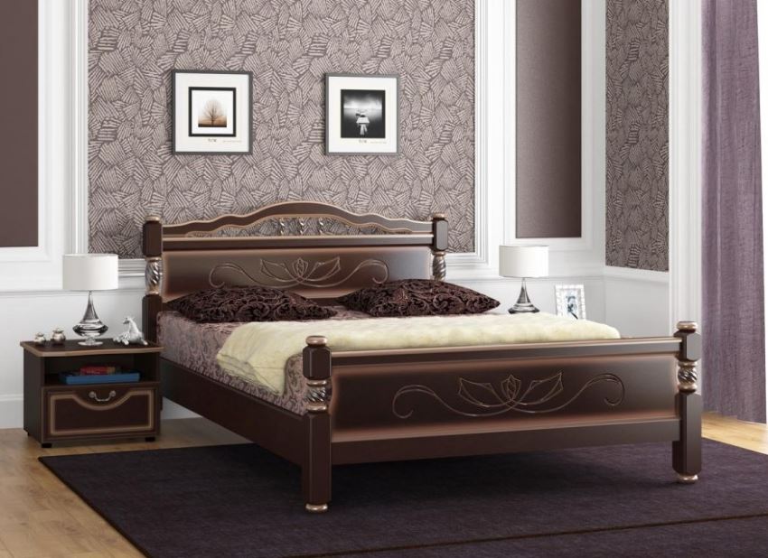 Фото Кровать двуспальная Карина-5 (СМ 140х200) без основания с универсальными царгами от производителя Браво-мебель в Черноморском по цене 17&nbsp;530 ₽