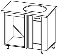 Кухня Селена К-78 стол-мойка угловая 1000 правая (текстиль, карпатская ель,(Глория (Ставрополь Мебель))) в Черноморском от производителя 