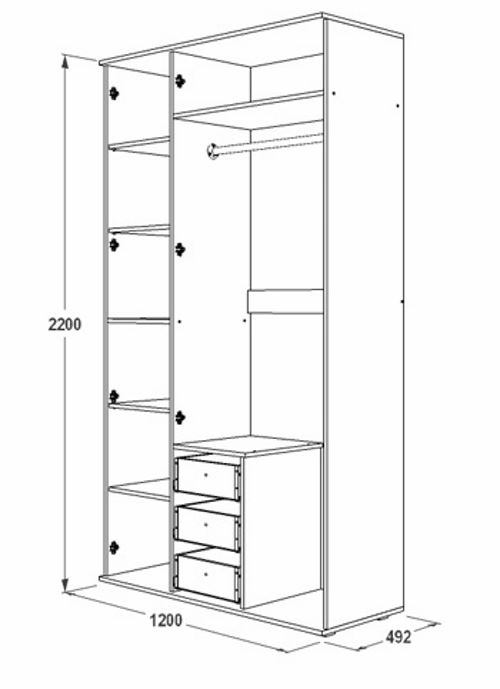 Фото Шкаф Ольга-14 (120) трехдверный  от производителя Фант-мебель в Черноморском по цене 23 110 ₽