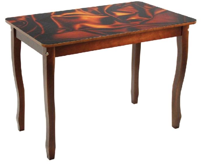 Стол обеденный Аир 1 прямоугольный  (№4 массив дерева, мдф-стекло-коричневый шелк,  венге (Мебель из стекла) )