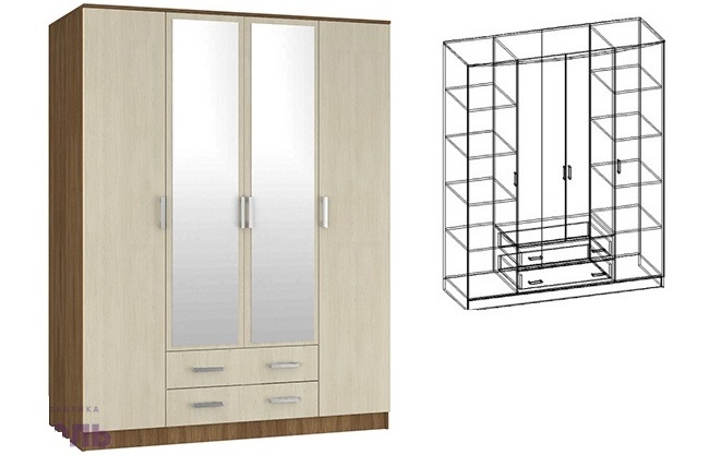 Фото Шкаф Светлана (168) четырехдверный от производителя Мебель Маркет в Черноморском по цене 34&nbsp;440 ₽